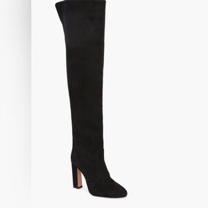 NIB $1250 Aquazzura Joplin Over the Knee Boot (Women) 7US / 37EU, BLACK Suede!